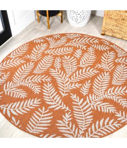 Jonathany Santa Monica SMB119E Orange/Cream Area Rug 5 ft. 3 in. X 5 ft. 3 in. Round