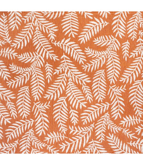 Nevis Palm Frond Orange/Cream 5' Square Indoor/Outdoor Area Rug