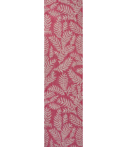SANTA MONICA Area Rug Nevis Palm Frond Fuchsia/Light Gray 2 ft. x 10 ft. Indoor/Outdoor Runner Rug