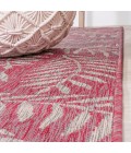 SANTA MONICA Area Rug Nevis Palm Frond Fuchsia/Light Gray 5' Square Indoor/Outdoor Area Rug