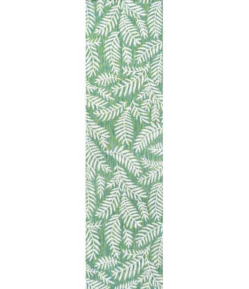 SANTA MONICA Area Rug Nevis Palm Frond Cream/Green 2 ft. x 10 ft. Indoor/Outdoor Runner Rug