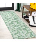 SANTA MONICA Area Rug Nevis Palm Frond Cream/Green 2 ft. x 10 ft. Indoor/Outdoor Runner Rug