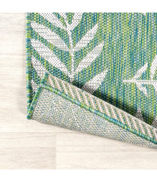SANTA MONICA Area Rug Nevis Palm Frond Cream/Green 2 ft. x 10 ft. Indoor/Outdoor Runner Rug