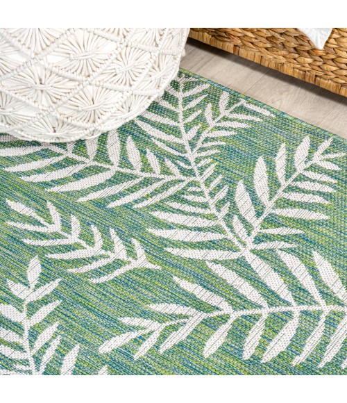 SANTA MONICA Area Rug Nevis Palm Frond Cream/Green 2 ft. x 10 ft. Indoor/Outdoor Runner Rug