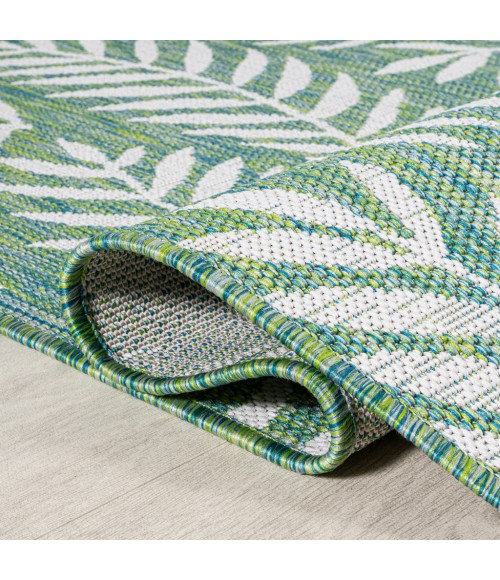 SANTA MONICA Area Rug Nevis Palm Frond Cream/Green 2 ft. x 10 ft. Indoor/Outdoor Runner Rug