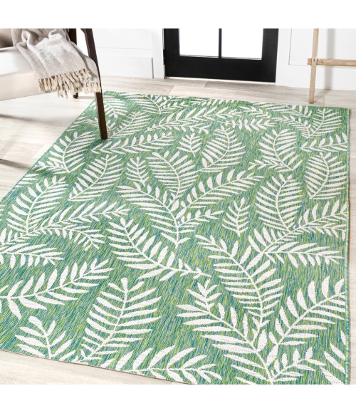 SANTA MONICA Area Rug Nevis Palm Frond Cream/Green 3 ft. x 5 ft. Indoor/Outdoor Area Rug