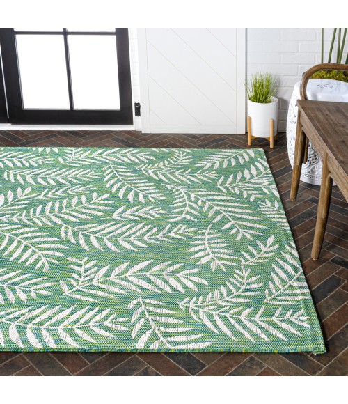 SANTA MONICA Area Rug Nevis Palm Frond Cream/Green 3 ft. x 5 ft. Indoor/Outdoor Area Rug