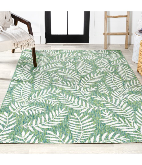 SANTA MONICA Area Rug Nevis Palm Frond Cream/Green 3 ft. x 5 ft. Indoor/Outdoor Area Rug