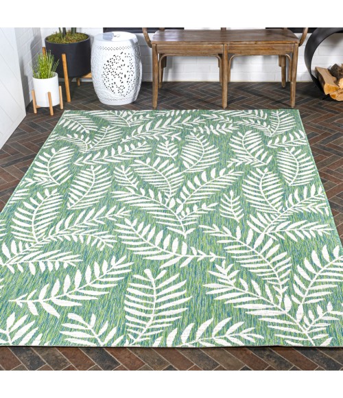 SANTA MONICA Area Rug Nevis Palm Frond Cream/Green 3 ft. x 5 ft. Indoor/Outdoor Area Rug