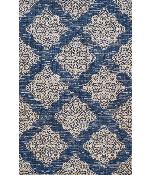 SANTA MONICA Area Rug Tuscany Ornate Medallions Navy/Beige 8 ft. x 10 ft. Indoor/Outdoor Area Rug