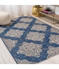 SANTA MONICA Area Rug Tuscany Ornate Medallions Navy/Beige 8 ft. x 10 ft. Indoor/Outdoor Area Rug