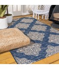 SANTA MONICA Area Rug Tuscany Ornate Medallions Navy/Beige 8 ft. x 10 ft. Indoor/Outdoor Area Rug