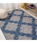 SANTA MONICA Area Rug Tuscany Ornate Medallions Navy/Beige 8 ft. x 10 ft. Indoor/Outdoor Area Rug