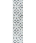 SANTA MONICA Area Rug Arabesque Ogee Trellis Gray/Teal 2 ft. x 8 ft. Indoor/Outdoor Runner Rug