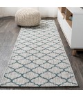 SANTA MONICA Area Rug Arabesque Ogee Trellis Gray/Teal 2 ft. x 8 ft. Indoor/Outdoor Runner Rug