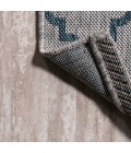 SANTA MONICA Area Rug Arabesque Ogee Trellis Gray/Teal 2 ft. x 8 ft. Indoor/Outdoor Runner Rug