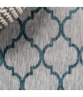 SANTA MONICA Area Rug Arabesque Ogee Trellis Gray/Teal 2 ft. x 8 ft. Indoor/Outdoor Runner Rug