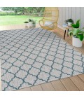 SANTA MONICA Area Rug Arabesque Ogee Trellis Gray/Teal 4 ft. x 6 ft. Indoor/Outdoor Area Rug