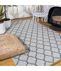 SANTA MONICA Area Rug Arabesque Ogee Trellis Gray/Teal 4 ft. x 6 ft. Indoor/Outdoor Area Rug