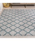 SANTA MONICA Area Rug Arabesque Ogee Trellis Gray/Teal 4 ft. x 6 ft. Indoor/Outdoor Area Rug