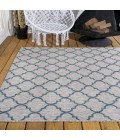 SANTA MONICA Area Rug Arabesque Ogee Trellis Gray/Teal 4 ft. x 6 ft. Indoor/Outdoor Area Rug