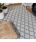 SANTA MONICA Area Rug Arabesque Ogee Trellis Gray/Teal 4 ft. x 6 ft. Indoor/Outdoor Area Rug