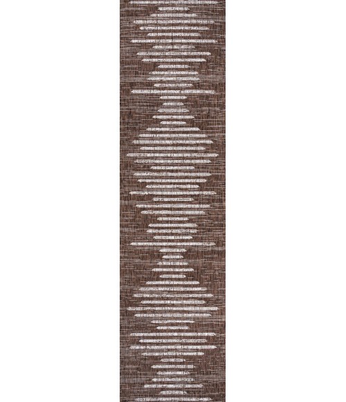 Zolak Berber Stripe Geometric Brown/Beige 2 ft. x 10 ft. Indoor/Outdoor Runner Rug