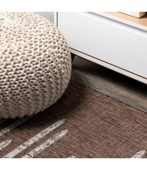 Zolak Berber Stripe Geometric Brown/Beige 2 ft. x 10 ft. Indoor/Outdoor Runner Rug