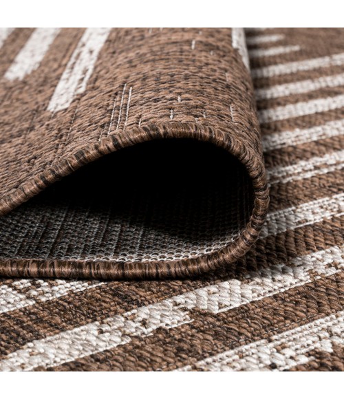 Zolak Berber Stripe Geometric Brown/Beige 2 ft. x 10 ft. Indoor/Outdoor Runner Rug