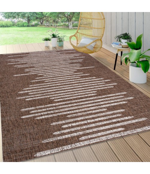 Zolak Berber Stripe Geometric Brown/Beige 3 ft. x 5 ft. Indoor/Outdoor Area Rug