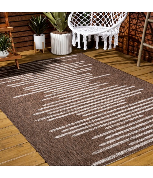 Zolak Berber Stripe Geometric Brown/Beige 3 ft. x 5 ft. Indoor/Outdoor Area Rug