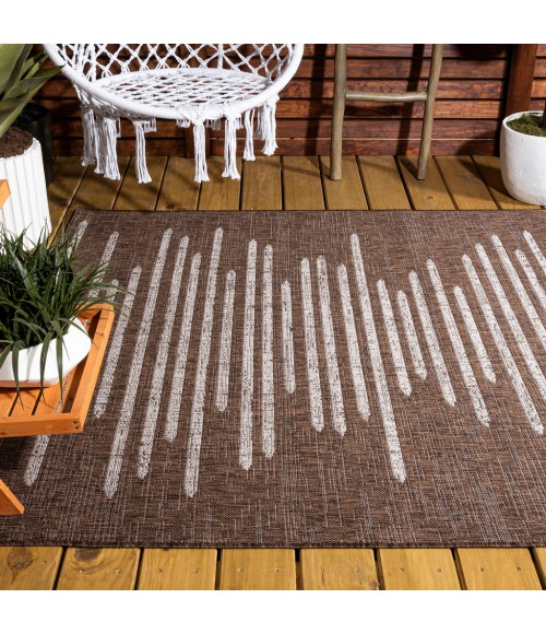 Zolak Berber Stripe Geometric Brown/Beige 3 ft. x 5 ft. Indoor/Outdoor Area Rug