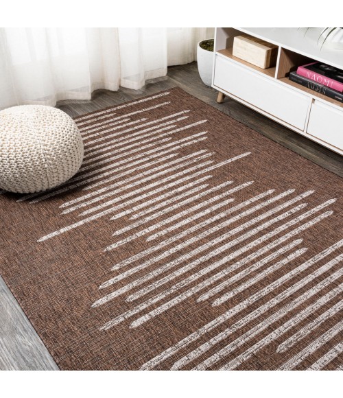 Zolak Berber Stripe Geometric Brown/Beige 3 ft. x 5 ft. Indoor/Outdoor Area Rug
