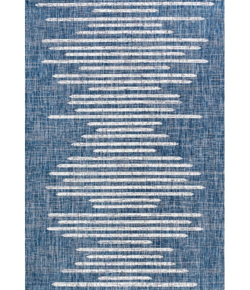 SANTA MONICA Area Rug Zolak Berber Stripe Geometric Blue/Ivory 3 ft. x 5 ft. Indoor/Outdoor Area Rug