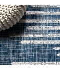 SANTA MONICA Area Rug Zolak Berber Stripe Geometric Blue/Ivory 2 ft. x 10 ft. Indoor/Outdoor Runner Rug