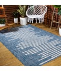 SANTA MONICA Area Rug Zolak Berber Stripe Geometric Blue/Ivory 3 ft. x 5 ft. Indoor/Outdoor Area Rug