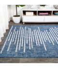 SANTA MONICA Area Rug Zolak Berber Stripe Geometric Blue/Ivory 3 ft. x 5 ft. Indoor/Outdoor Area Rug
