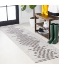 SANTA MONICA Area Rug Zolak Berber Stripe Geometric Ivory/Black 2 ft. x 8 ft. Indoor/Outdoor Runner Rug
