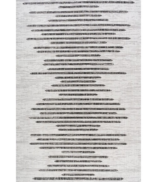 SANTA MONICA Area Rug Zolak Berber Stripe Geometric Ivory/Black 8 ft. x 10 ft. Indoor/Outdoor Area Rug