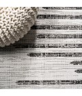 SANTA MONICA Area Rug Zolak Berber Stripe Geometric Ivory/Black 2 ft. x 8 ft. Indoor/Outdoor Runner Rug