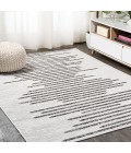 SANTA MONICA Area Rug Zolak Berber Stripe Geometric Ivory/Black 8 ft. x 10 ft. Indoor/Outdoor Area Rug