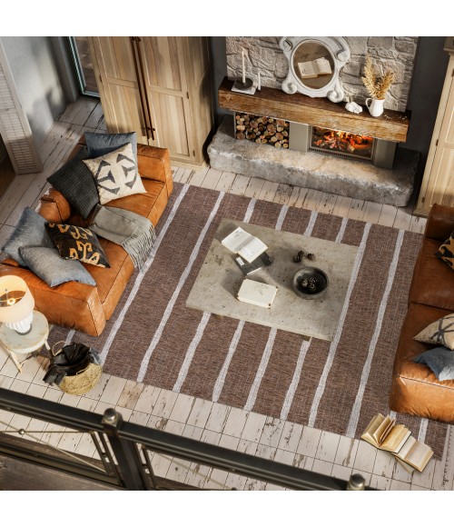 Colonia Berber Stripe Brown/Beige 8 ft. x 10 ft. Indoor/Outdoor Area Rug