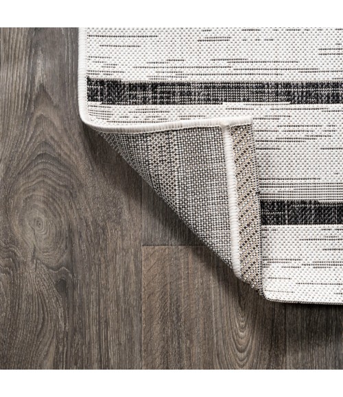 Colonia Berber Stripe Ivory/Black 8 ft. x 10 ft. Indoor/Outdoor Area Rug