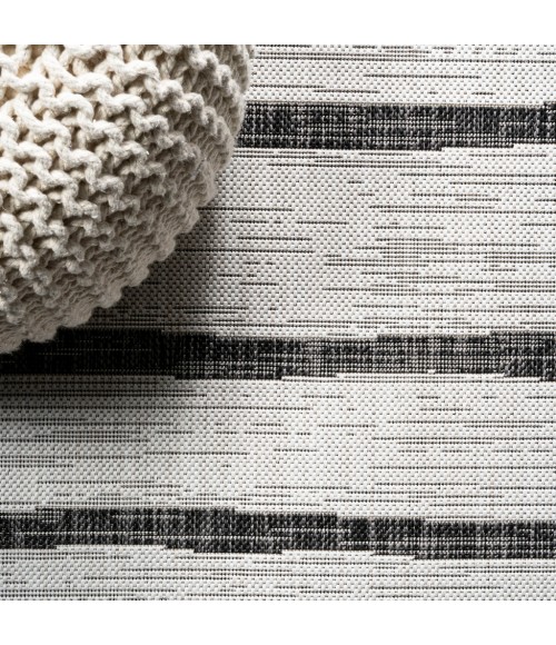 Colonia Berber Stripe Ivory/Black 8 ft. x 10 ft. Indoor/Outdoor Area Rug