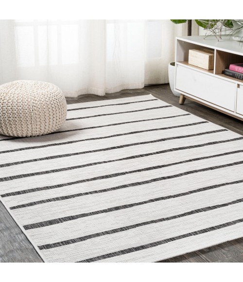 Colonia Berber Stripe Ivory/Black 8 ft. x 10 ft. Indoor/Outdoor Area Rug