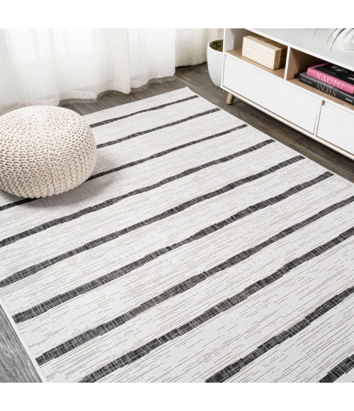 Colonia Berber Stripe Ivory/Black 8 ft. x 10 ft. Indoor/Outdoor Area Rug