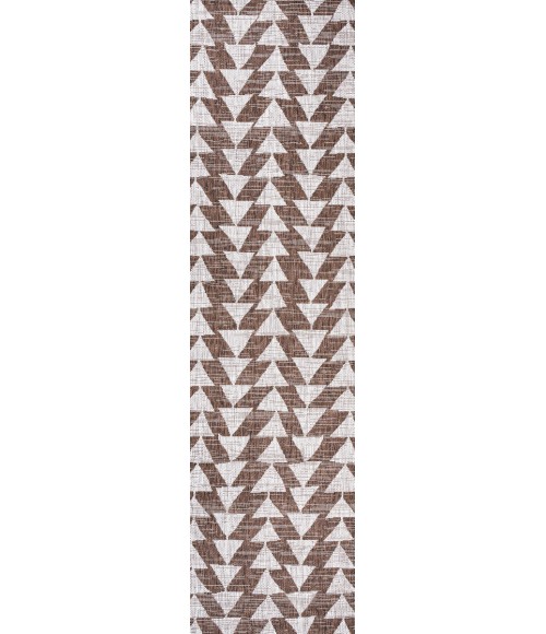 SANTA MONICA Area Rug Andratx Modern Tribal Geometric Brown/Beige 2 ft. x 10 ft. Indoor/Outdoor Runner Rug