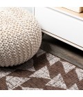 SANTA MONICA Area Rug Andratx Modern Tribal Geometric Brown/Beige 2 ft. x 10 ft. Indoor/Outdoor Runner Rug