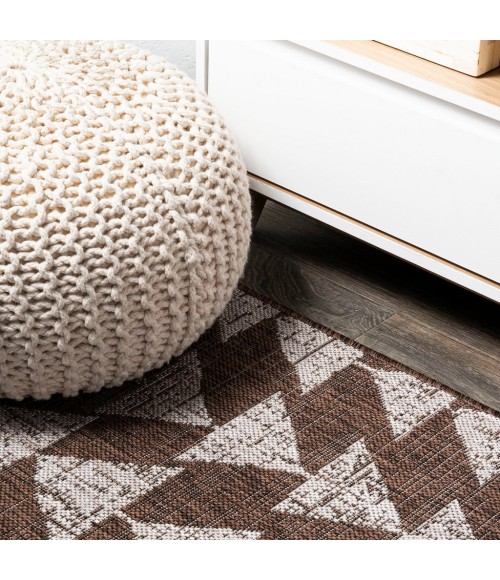 SANTA MONICA Area Rug Andratx Modern Tribal Geometric Brown/Beige 2 ft. x 10 ft. Indoor/Outdoor Runner Rug