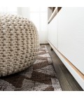 SANTA MONICA Area Rug Andratx Modern Tribal Geometric Brown/Beige 2 ft. x 10 ft. Indoor/Outdoor Runner Rug